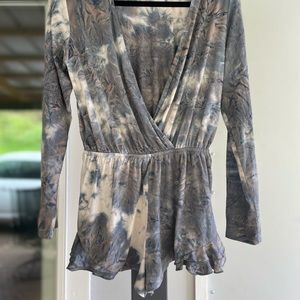 Faux stretch Suede romper.